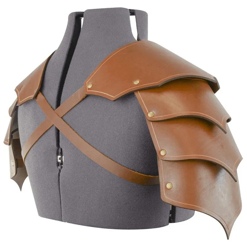 Medieval Viking Armor Shoulder Armor Steampunk Leather Shoulder Pads Leather Men Shoulder Armor Adjustable Faux Leather Guard