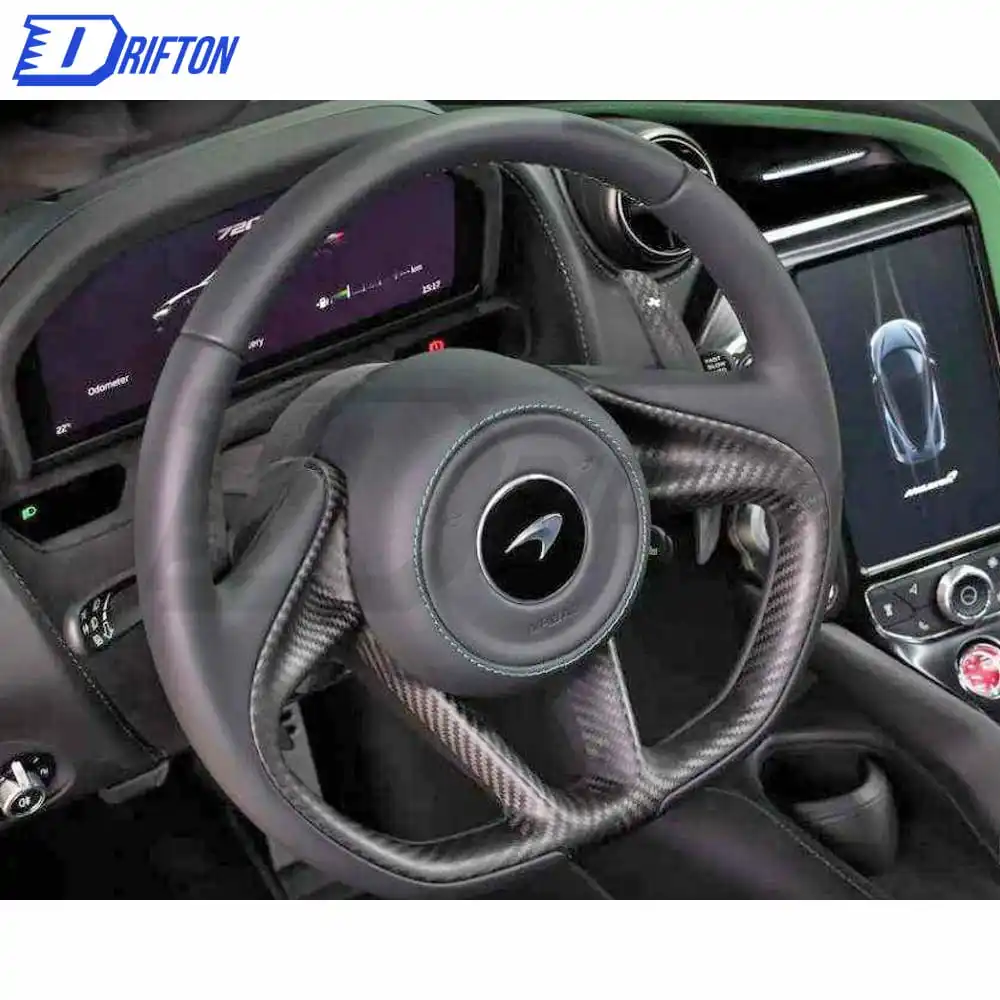 OEM Style Dry Carbon Fiber Steering Wheel Center Trim For Mclaren 720S Interiors Kits Cover Parts 2017 2018 2019 2020 2021 2022