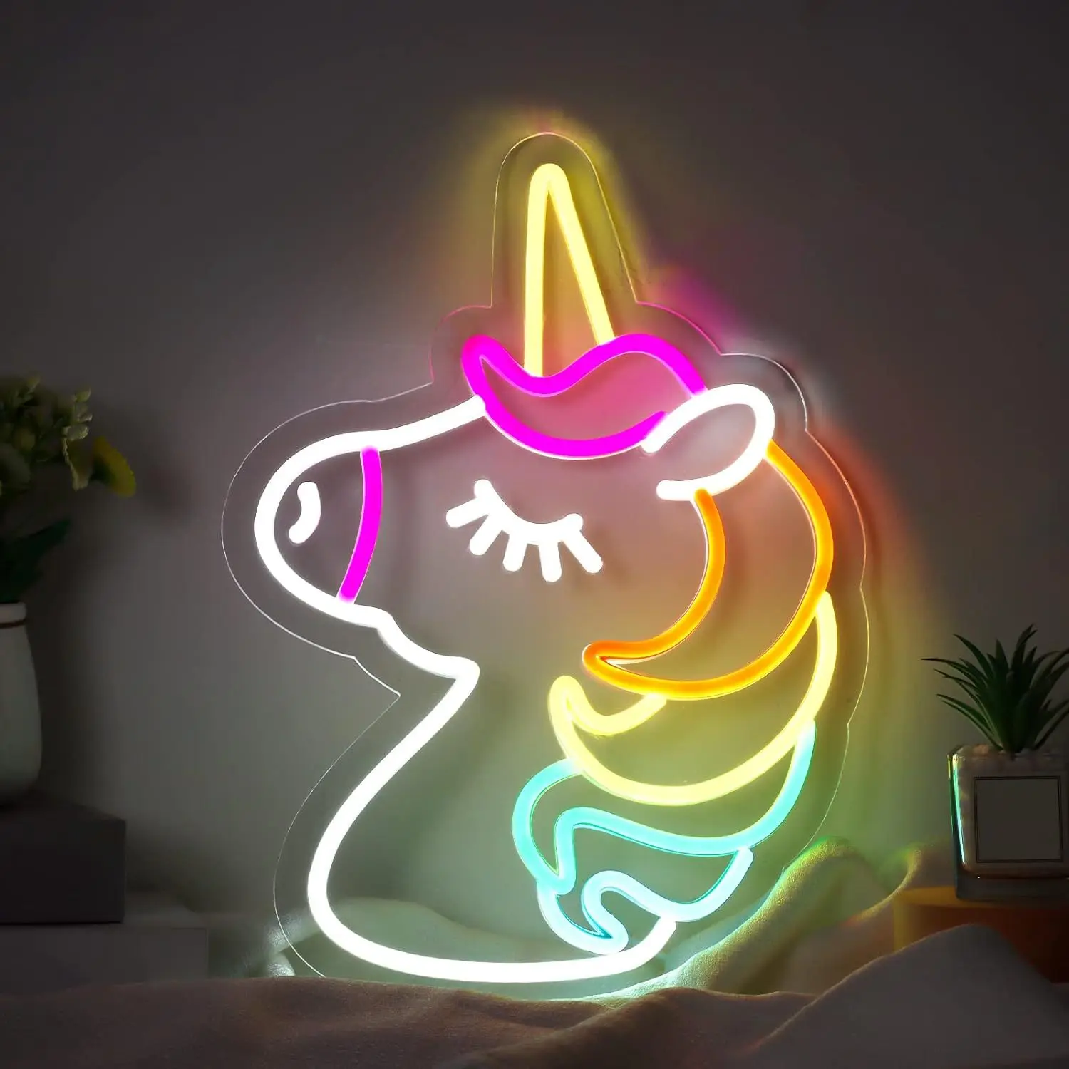 Unicorn Neon Sign For Wall Decor Adjustable Brightness USB Powered Lamp for Girls Bedroom Birthday Gift Wedding Party Wall Decor