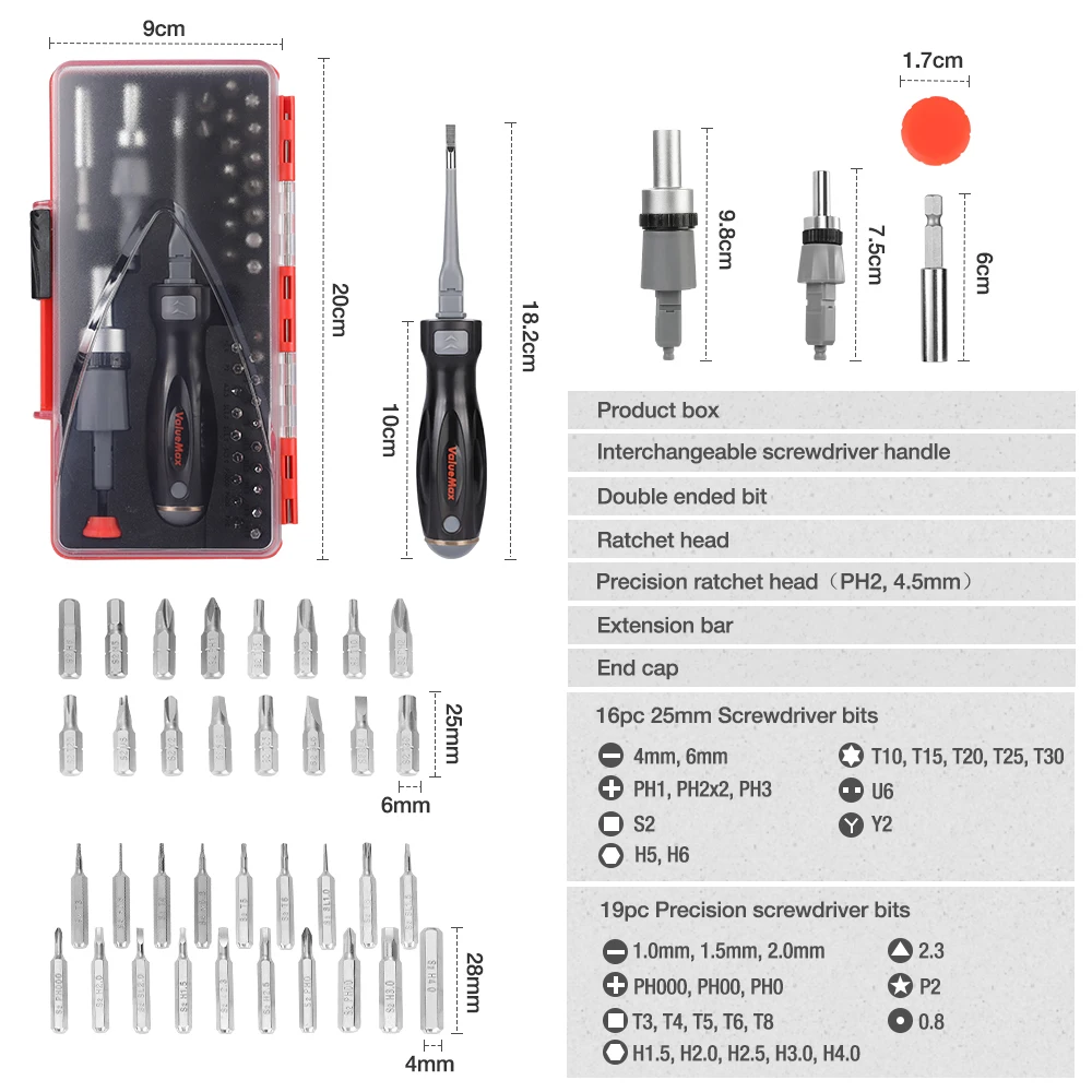 VALUEMAX Multi-function Screwdriver Set Precision Magnetic Bits  Screw Driver Set for Phone Laptop Repair Disassembly Tool