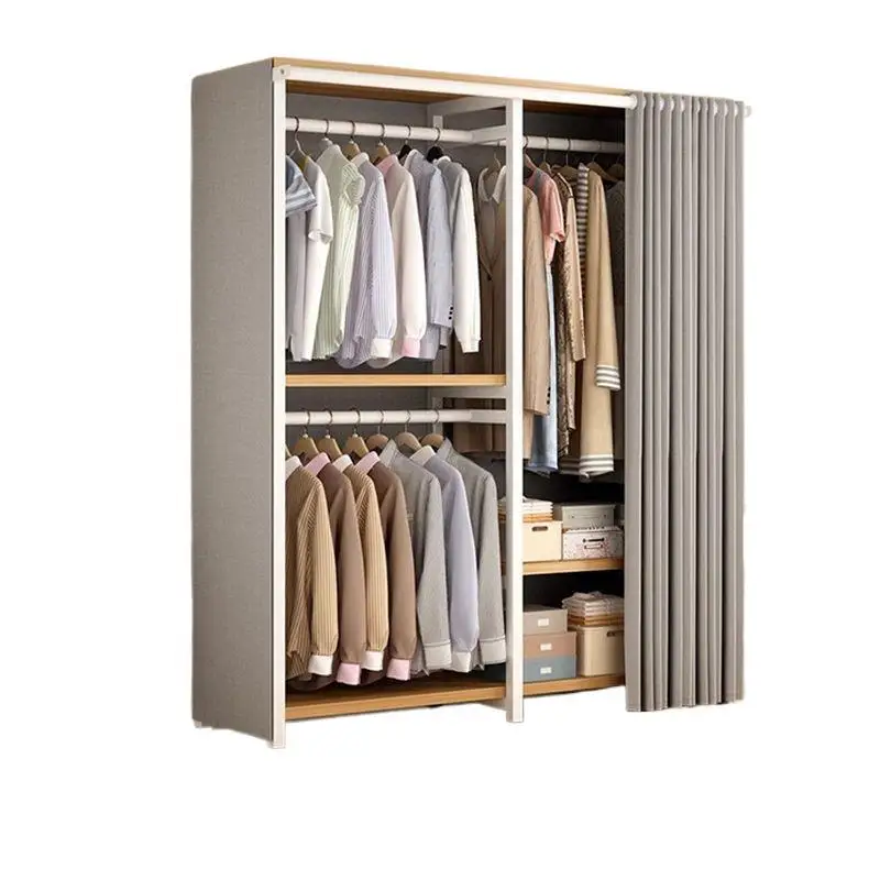 

Coat rack Floor-to-ceiling bedroom hanger Dust-proof cloakroom rack Strong and durable storage wardrobe combination shelf