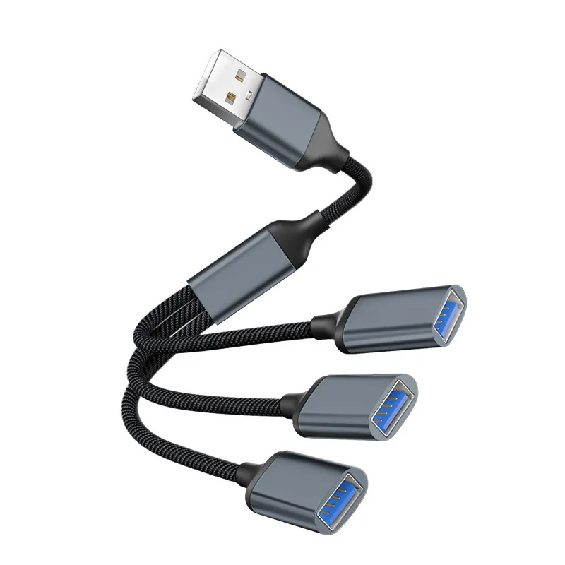 USB Splitter Cable hub USB Male to 3 USB 2.0 Female Extension Cord ,USB Port Hub Data Power Split Adapter 28cm/11.02in
