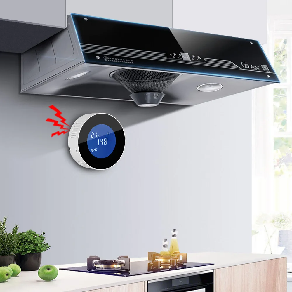 PA-210 Sensore di gas naturale WIFI intelligente Rilevatore di gas combustibile domestico LCD con allarme di perdite di carburante di temperatura.