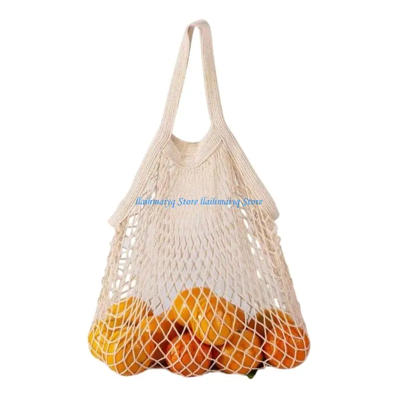 573B Compact Foldable Cotton Net Grocery Bag For Fruits Vegetables Daily Shopping Needs