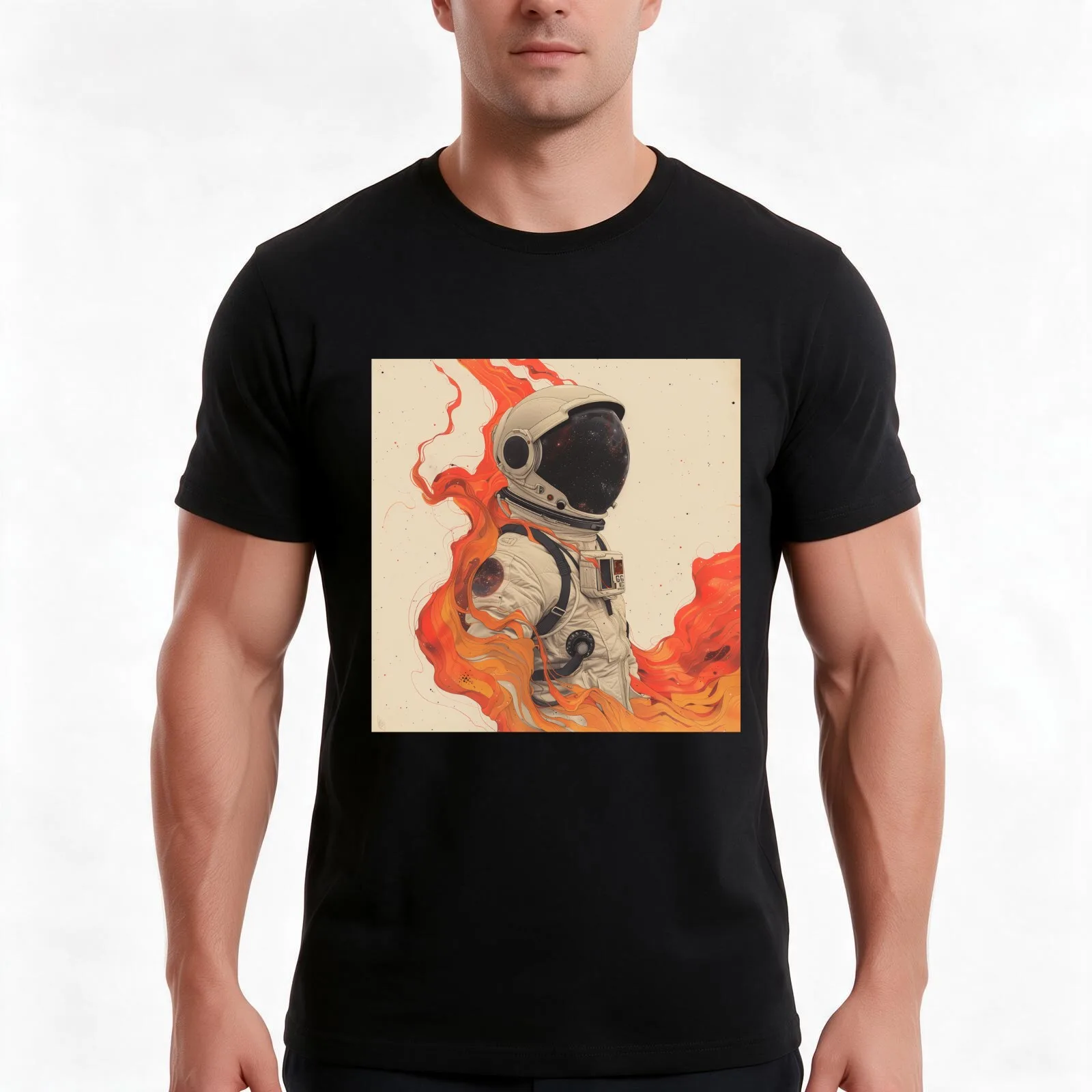 Galactic Inferno minimal illustration T-Shirt Summer Casual Cotton Tee Oversized Streetwear Tops Vintage Graphic Print