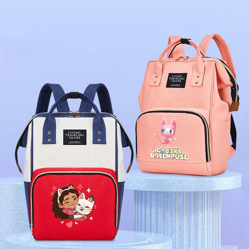 Gabby Dollhouse Mommy Backpack Large Capacity Multifunctional knapsack Fashion  Cartoon Anime Waterproof Baby Bottle Diaper Bags