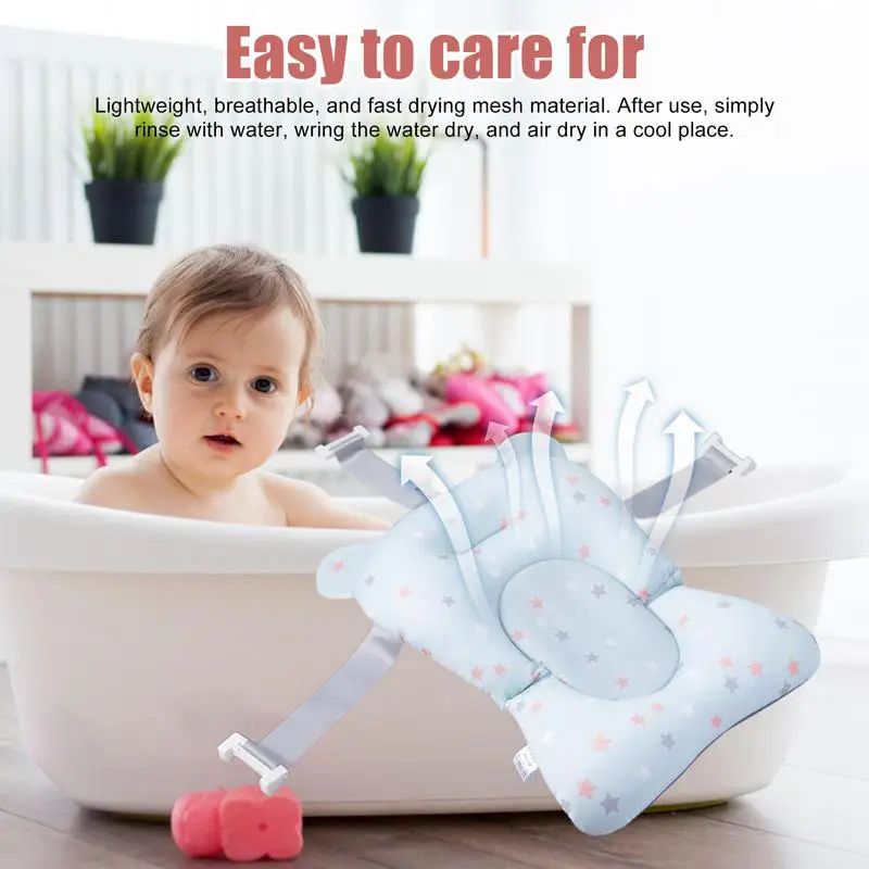 Baby Bath Cushion For Tub Adjustable Anti-skid Support Pillow For Bathtub Baby Bath Accessories Bathtub Essentials With Buckles