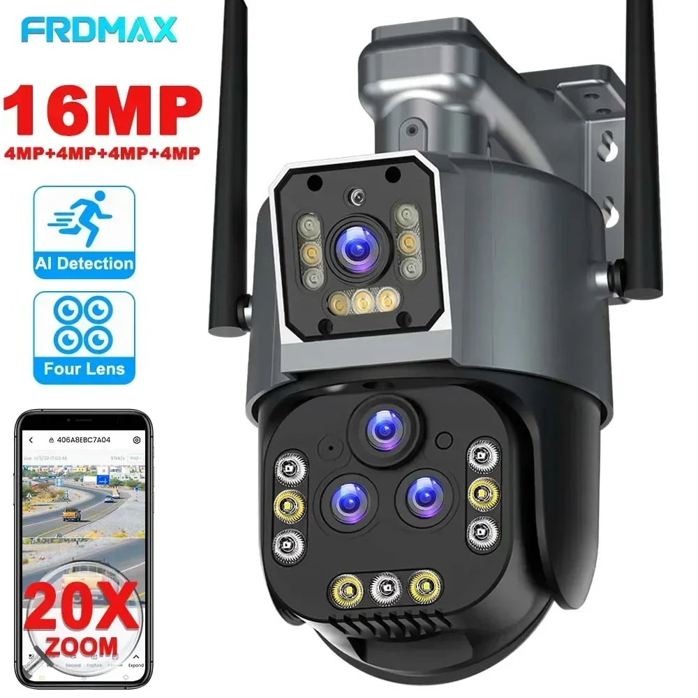 

Video Surveillance Cameras Smart Home 16MP WiFi IP Wireless Security Camera Four Lens CCTV Cam Camera 20X Zoom PTZ Outdoor