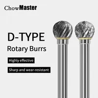 Chowmaster 6mm Carbide Rotary Burr D DX Version Single Slot Double Groove 6-16mm Tungsten Steel Rotary File Deburring for Metal