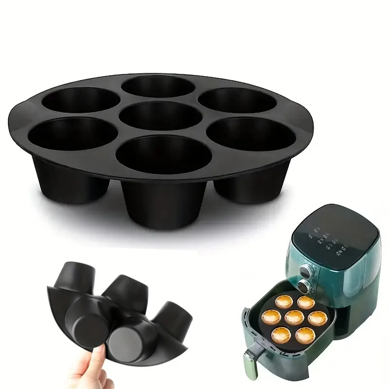 1Pc Muffin Pan Cupcake Tray 7-Hole Cake Mold Air Fryer Silicone Muffin Pans For Baking Cupcake Mold For Air Fryer Accessories