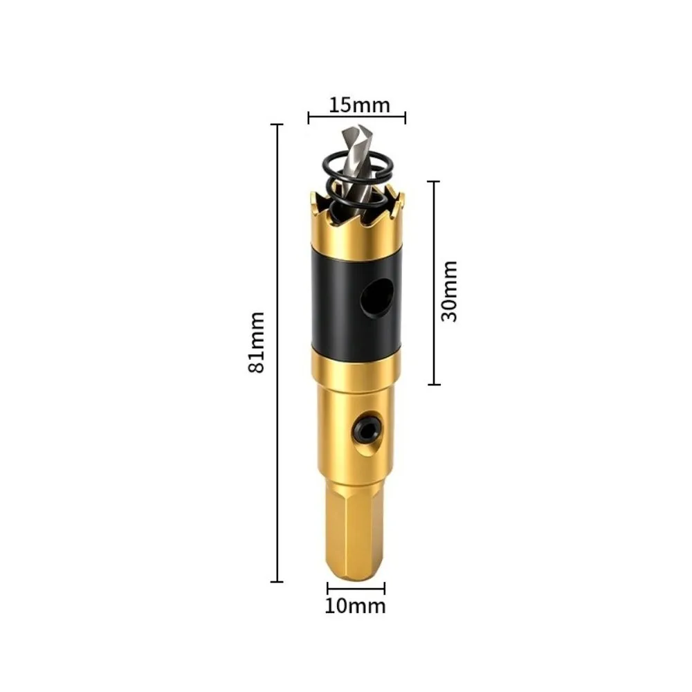 New Triangular Shank Bi-Metal Hole Saw 15-80mm with Pilot Drill Hole Saw Cutter Hole Cutting Tool Cordless Drills