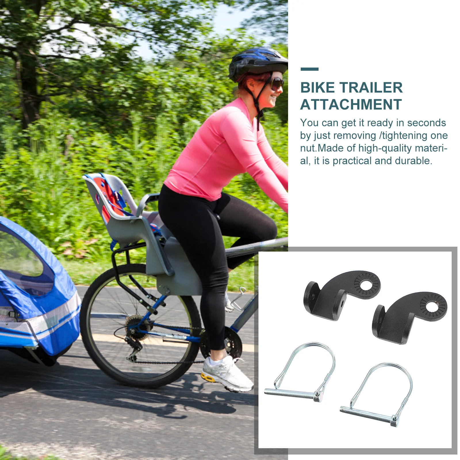 

2Sets Bike Trailer Attachment Strong Stable Connector for Outdoor Fun with Pets Accessories Bike Trailer Coupler
