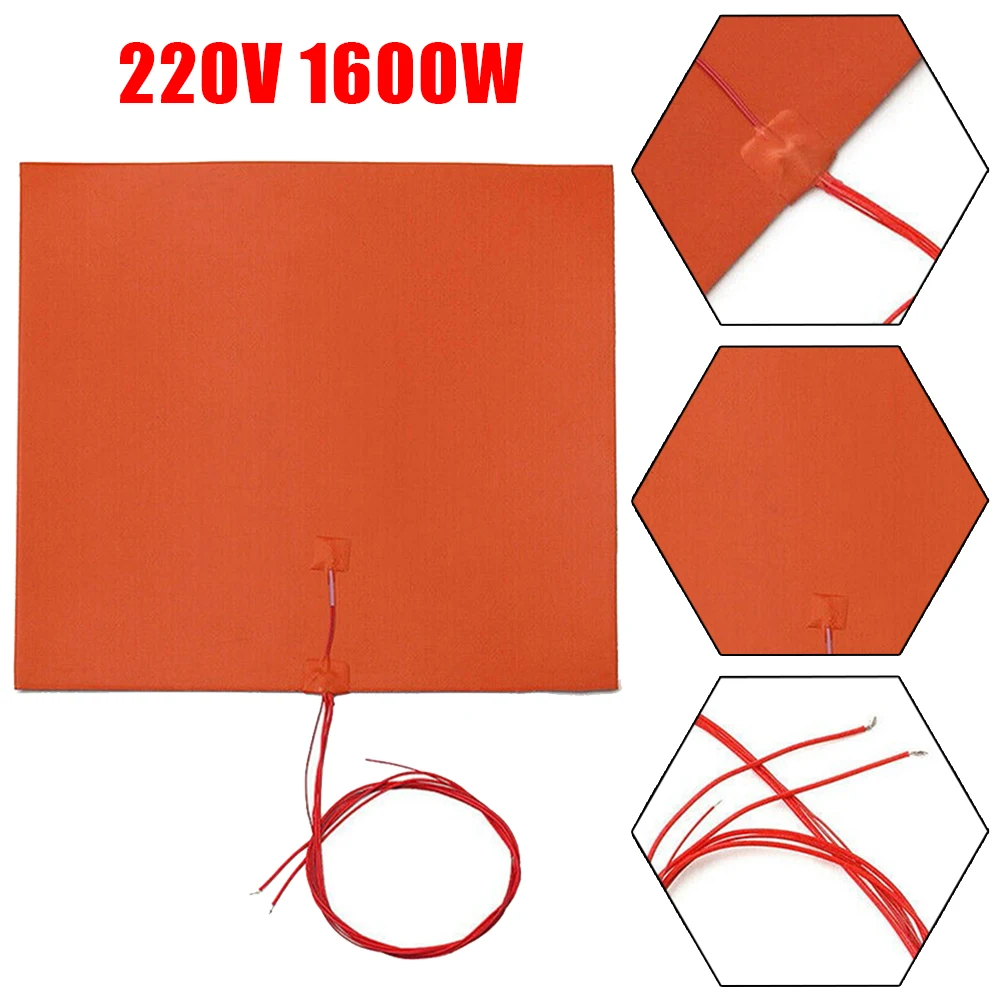 Almohadilla calefactora de silicona para impresora, almohadilla calefactora de cama caliente, 450x450mm, 220V, 1600W, nueva y de alta calidad, 1 ud.