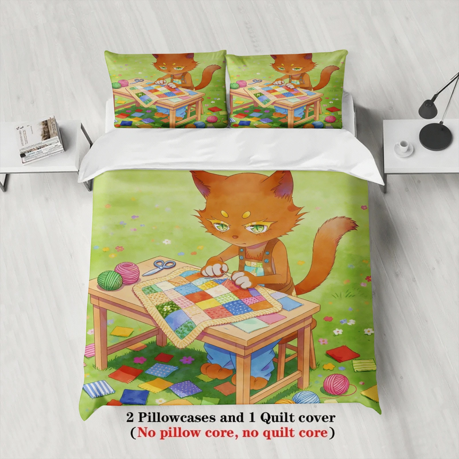 Kids Bedding Set Softville Cozy Town Cute Fern the Quilt Fox With Duvet Cover & Pillowcase For Children's Bedroom Decor