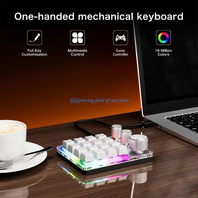 

H9EB USB -макропрограммируемая клавиатура 16 -й ручки 3 клочка 3 с съемным кабелем для универсального использования в игровой и