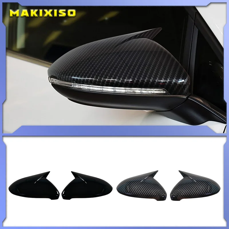 

For VW Golf 7 MK7 MK7.5 GTI R GTE GTD 2014-2019 Carbon Fiber Pattern Mirror Case Black Side Wing Rearview Mirror Cover