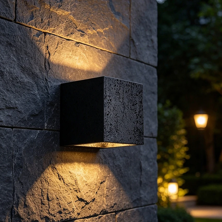 Outdoor Waterproof Wall Lamp Black Cave Stone Wall Lamp Corridor Staircase Light Outdoor Courtyard Exterior Lighting Fixture