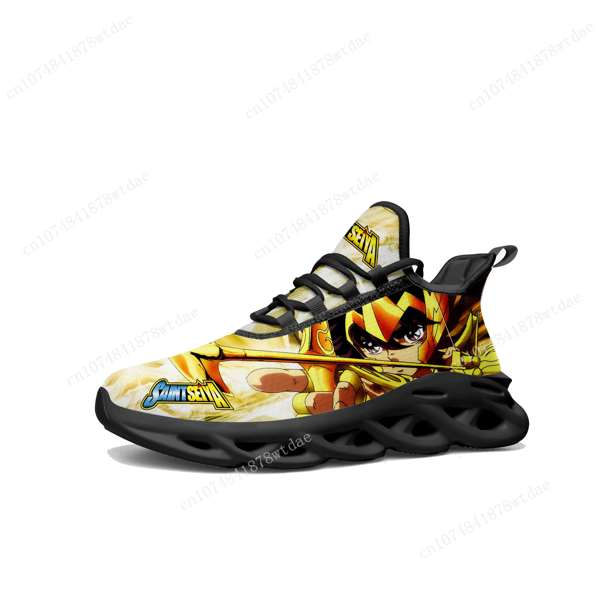 Saint Seiya Flats Sneakers Mens Womens Teenager Sports Running Shoes High Quality Japanese Anime Custom Lace Up Mesh Footwear