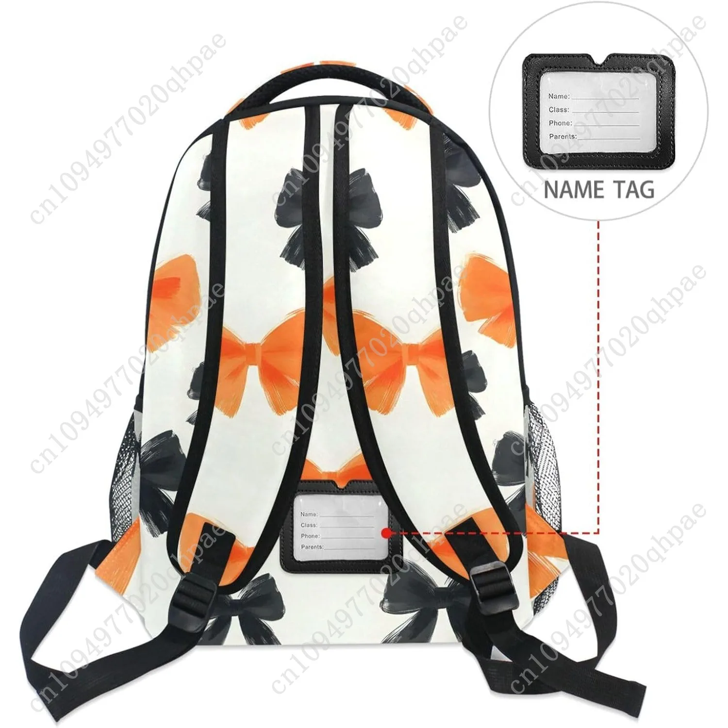 Orange Black Butterfly Bow Pattern Backpacks for Girls Boys Elementary School Bag Kids Bookbag Personalized Travel Daypack 3rd 4