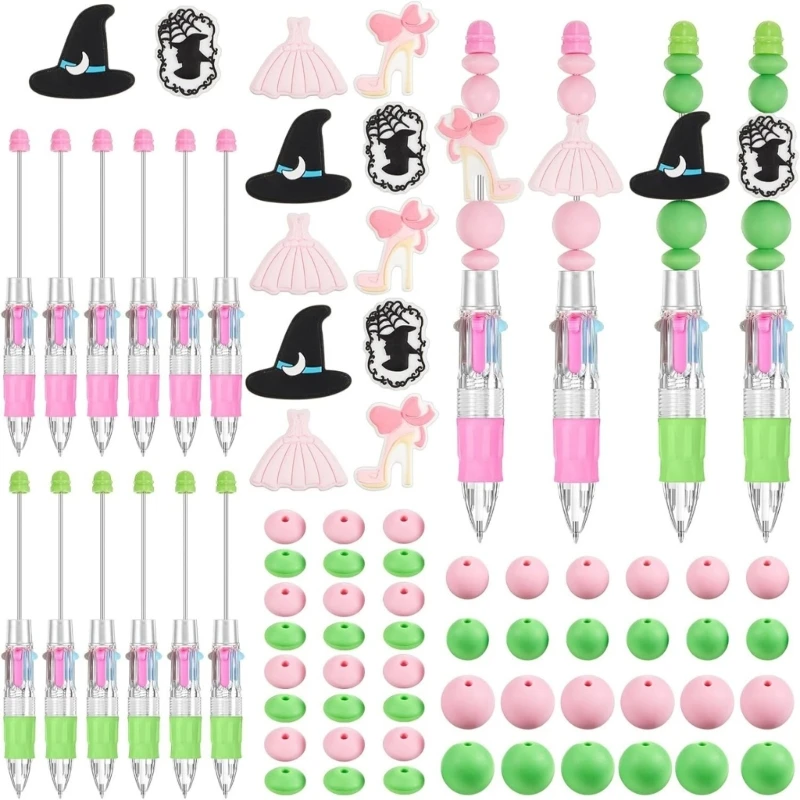CORA 12Pcs 4-Color-in-1 Multicolored Ballpoint Pen for Student School Craft Project