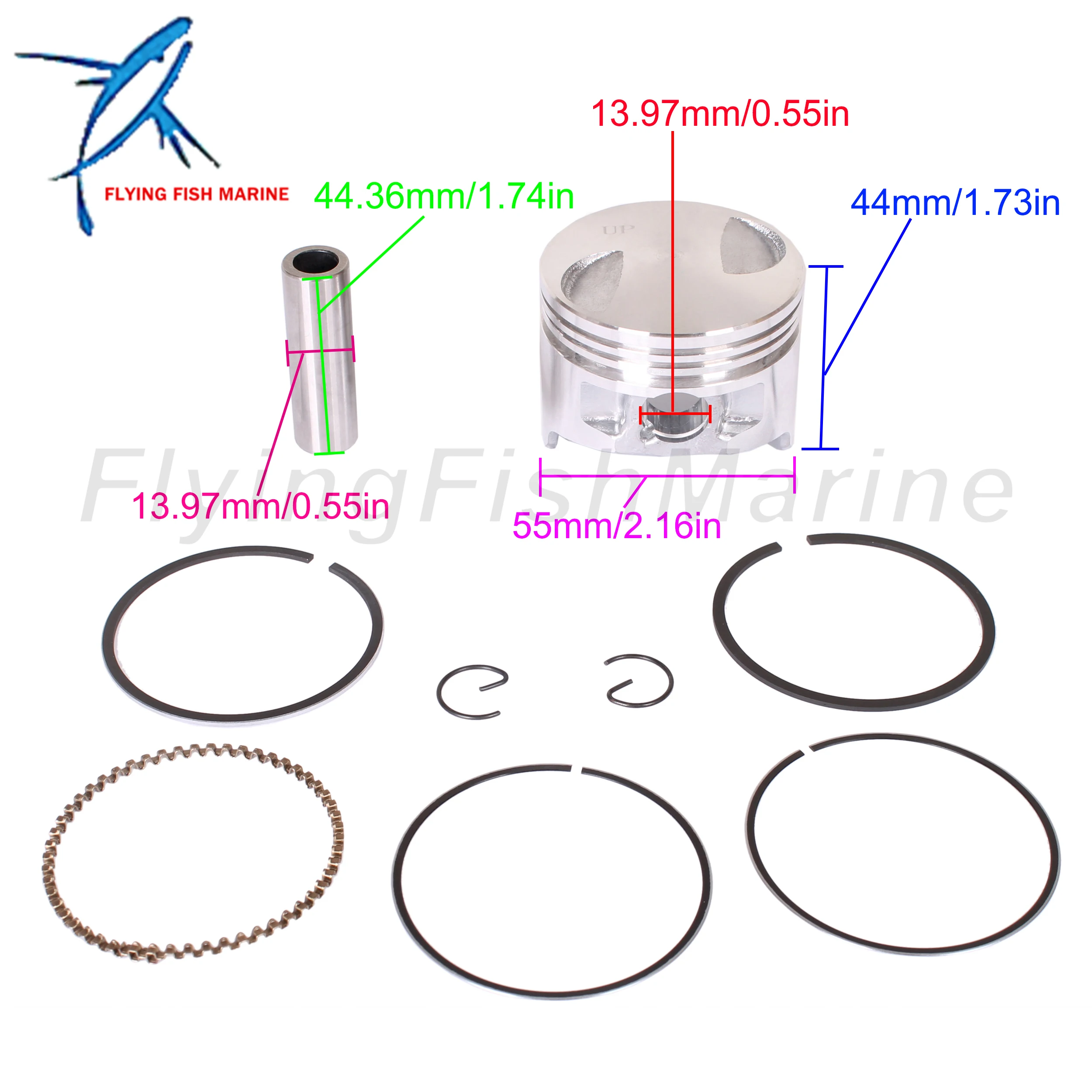 Outboard 3V1-00001-1 0 3V1000011M/0M STD Piston Set & 3FK-87123-0 Ring for Tohatsu Nissan 8HP 9.8HP /834963A02 for Mercury 9.9HP