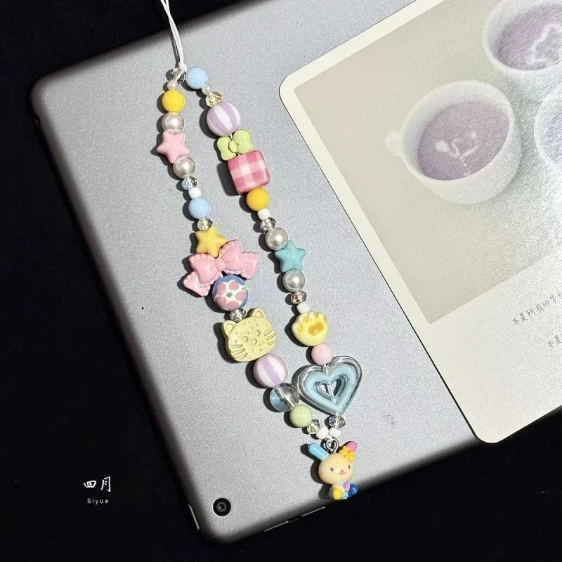 

Cartoon Usahana Colorful Beading Phone Charm Student Backpack Zipper Keychain Camera Chain Diy Decoration Material Toy Gift
