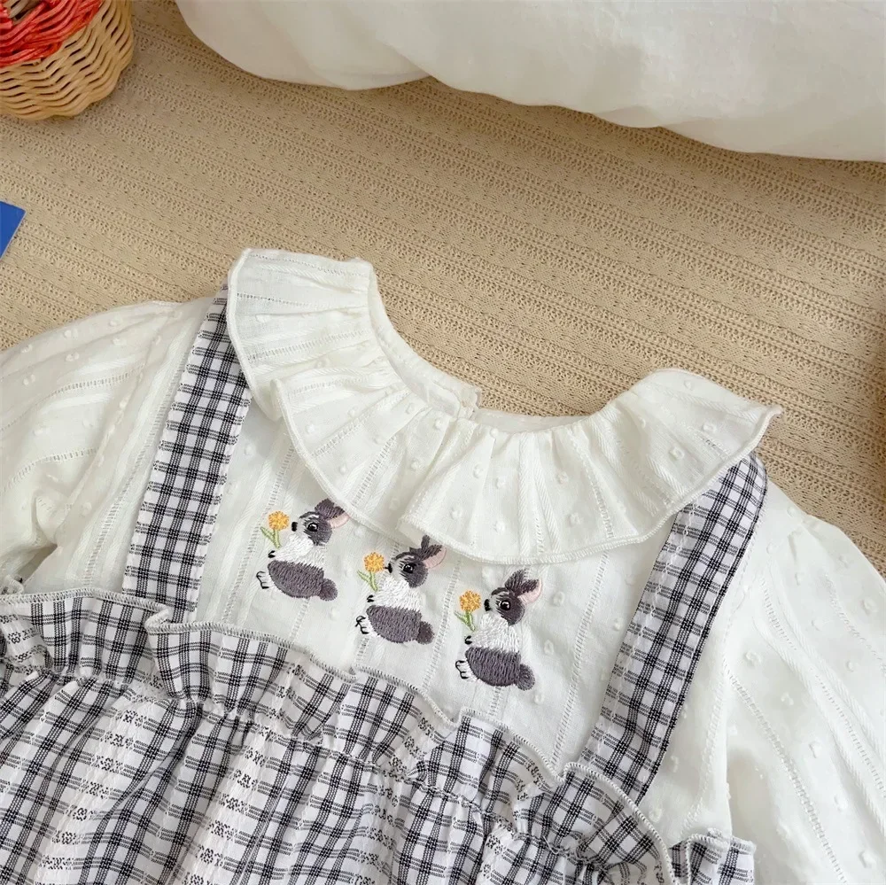 Charming Plaid Baby Romper with Embroidered Accents - Perfect Blend of Comfort and Style for Your Little One