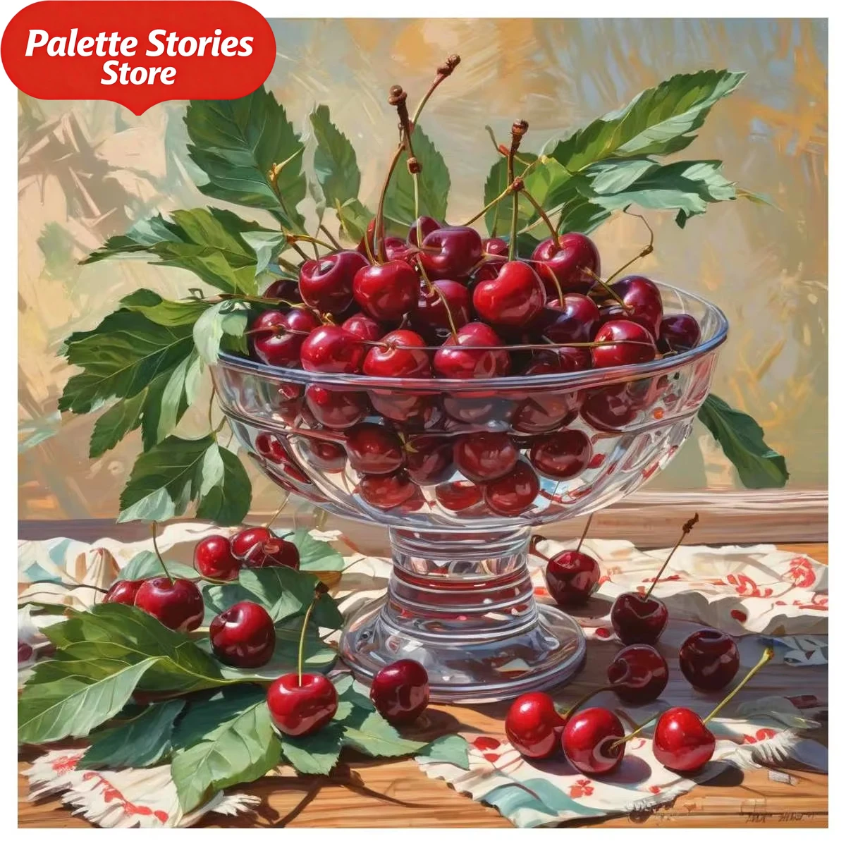 

Набор для творчества «Сделай сам по номерам» на тему «Вишня»: холст с предварительно нанесенными номерами, краски и кисти — полный комплект материалов для творчества, подарок на день рождения/праздник