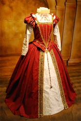 Tudor Queen Elizabeth Costume Red Dress Historical Elizabethan Tudor Costume Women Italian Renaissance Fair Costume Wedding Gown