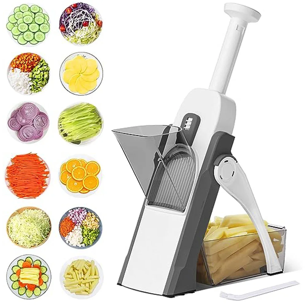 5-in-1 Manual Vegetable Cutter Multifunction Slicer Potato Chopper French Fries Maker Kitchen Gadget Peeler - Easy to Use Shredd