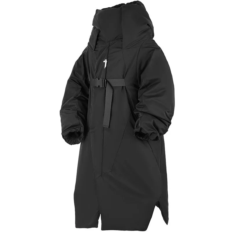 PFNW Heavy Industry 2024 invierno Techwear negro Irregular largo ropa de algodón para hombre suelto Casual con capucha algodón-paddec abrigo 12C1636