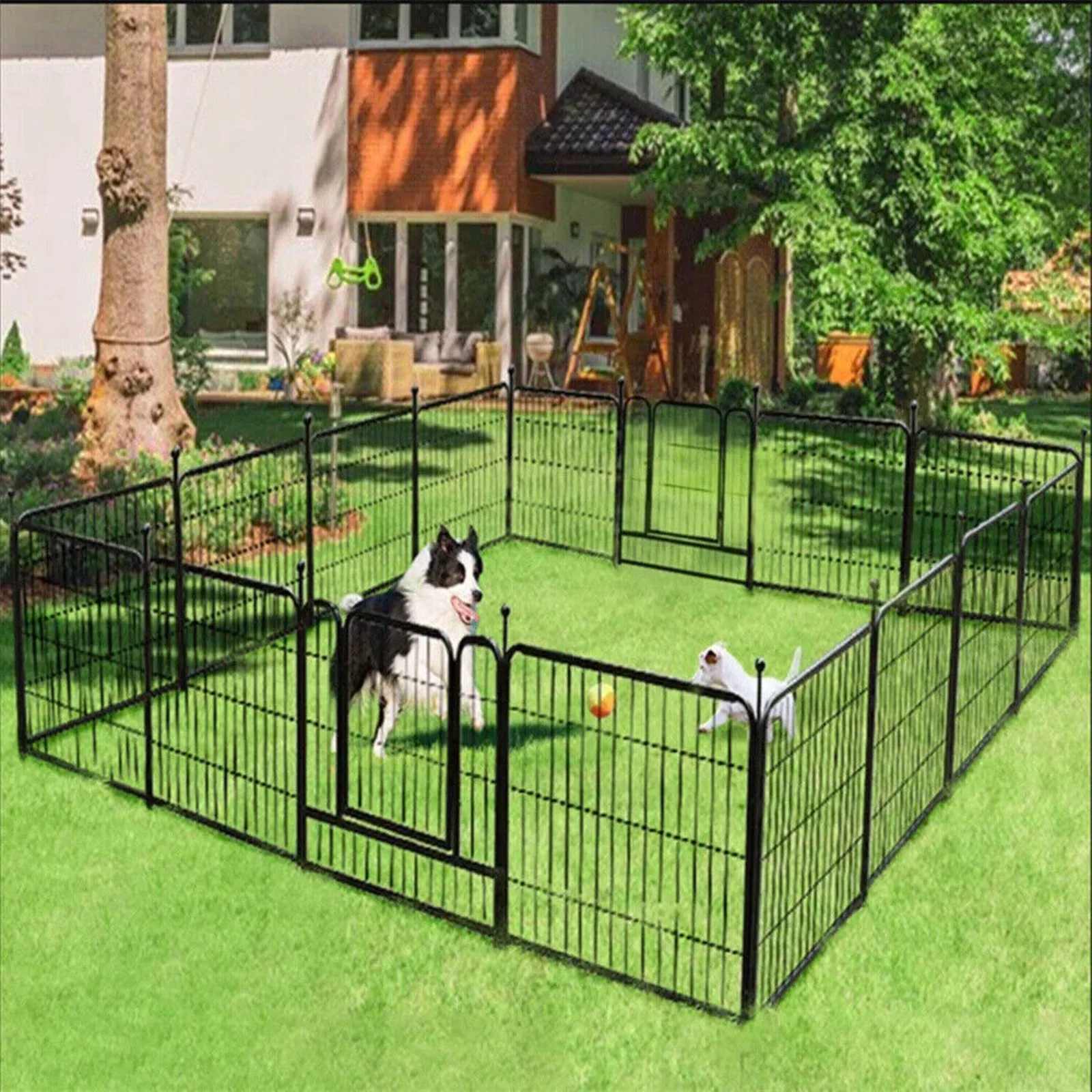 

US Foldable Dog Exercise Fence with Steel Lock, Heavy Metal Kennels, 8