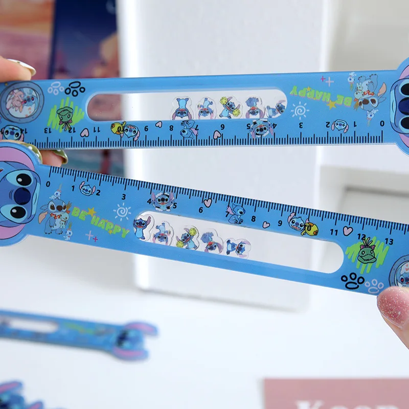 Linijka Disney Kawaii Cartoon Lilo & Stitch Shake 15cm Anime Akrylowa Linijka do Rysowania dla Uczniów Artykuły Papiernicze Prezent dla Dzieci Zabawki Kreatywne