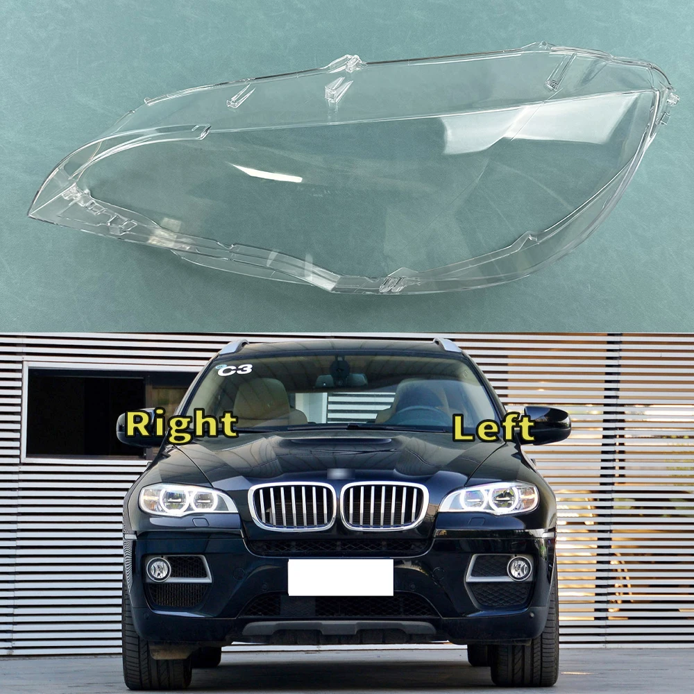 For BMW X6 E71 2008-2014 High Headlamp Cover Lens Transparent Lamp Shade Headlight Shell Plexiglass Replace Original Lampshade