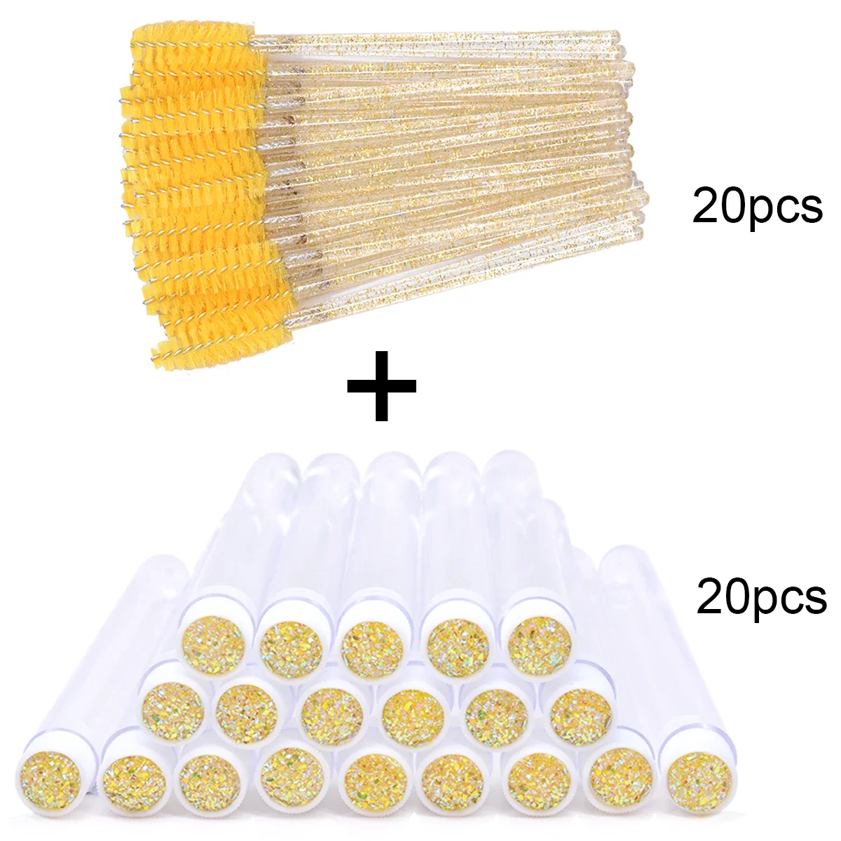 20 pçs escova de cílios tubo à prova de poeira com 20 recipientes reutilizáveis varinhas de rímel de cílios substituíveis aplicadores de maquiagem ferramentas
