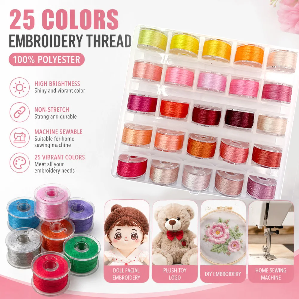 25/36 Color Hand Embroidered Sewing Thread Polyester Household Hand Sewn Sewing Machine DIY Facial Embroidery Thread Plush Toy