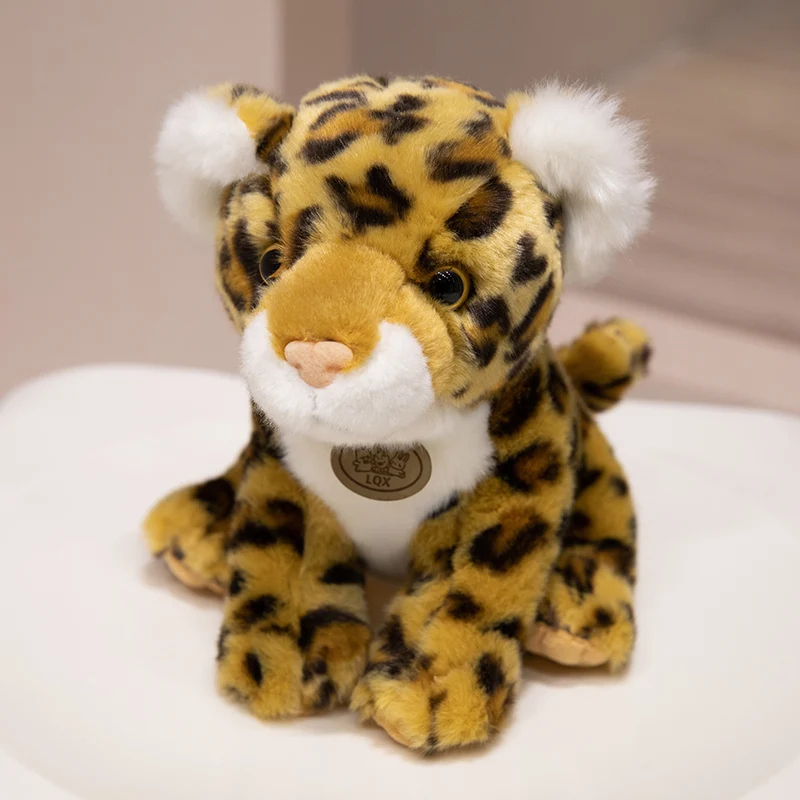 Jouets en peluche léopard de simulation pour enfants, animaux en peluche doux, modèle de guépard, décor de chambre Kawaii, cadeau de Noël, vraie vie, haute qualité