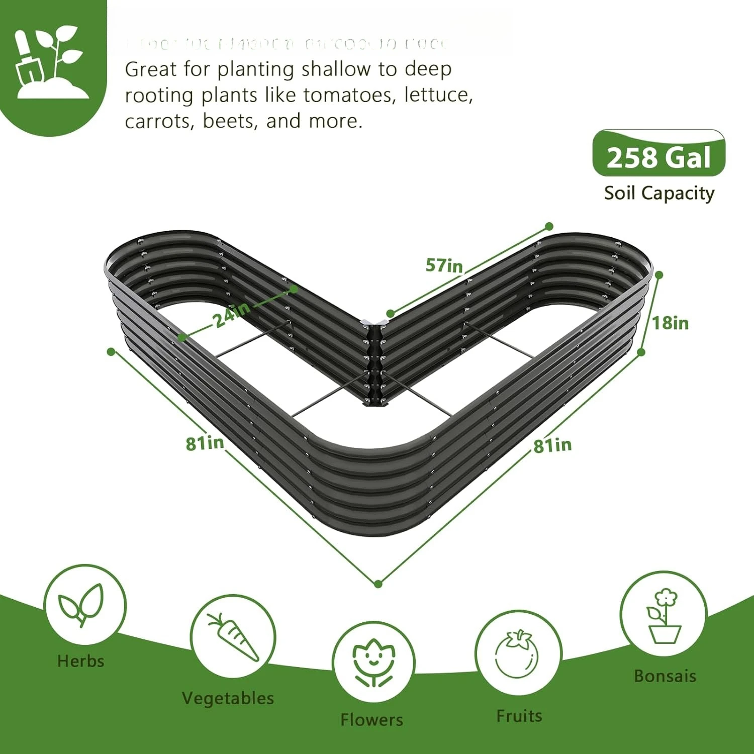 

Heart-Shaped Galvanized Raised Garden Beds Outdoor,81x81x18in Large Metal Planter Box for Planting Vegetables Flowers Herb