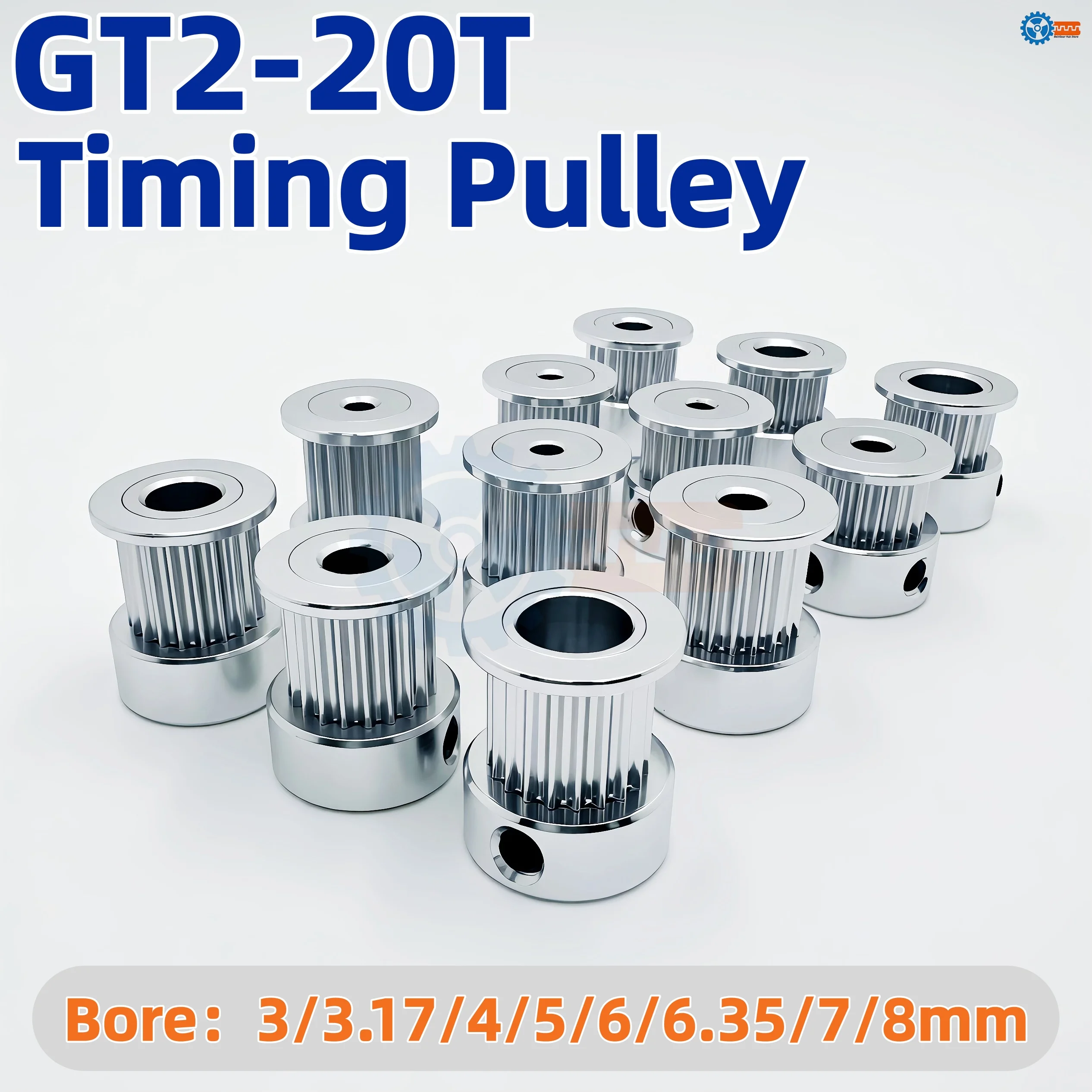 

GT2 2GT Timing Pulley 20Teeth Synchronous Wheel Belt Width 6mm 9mm 10mm 15mm Bore 3/3.17/4/5/6/6.35/8mm For 3D Printer & CNC
