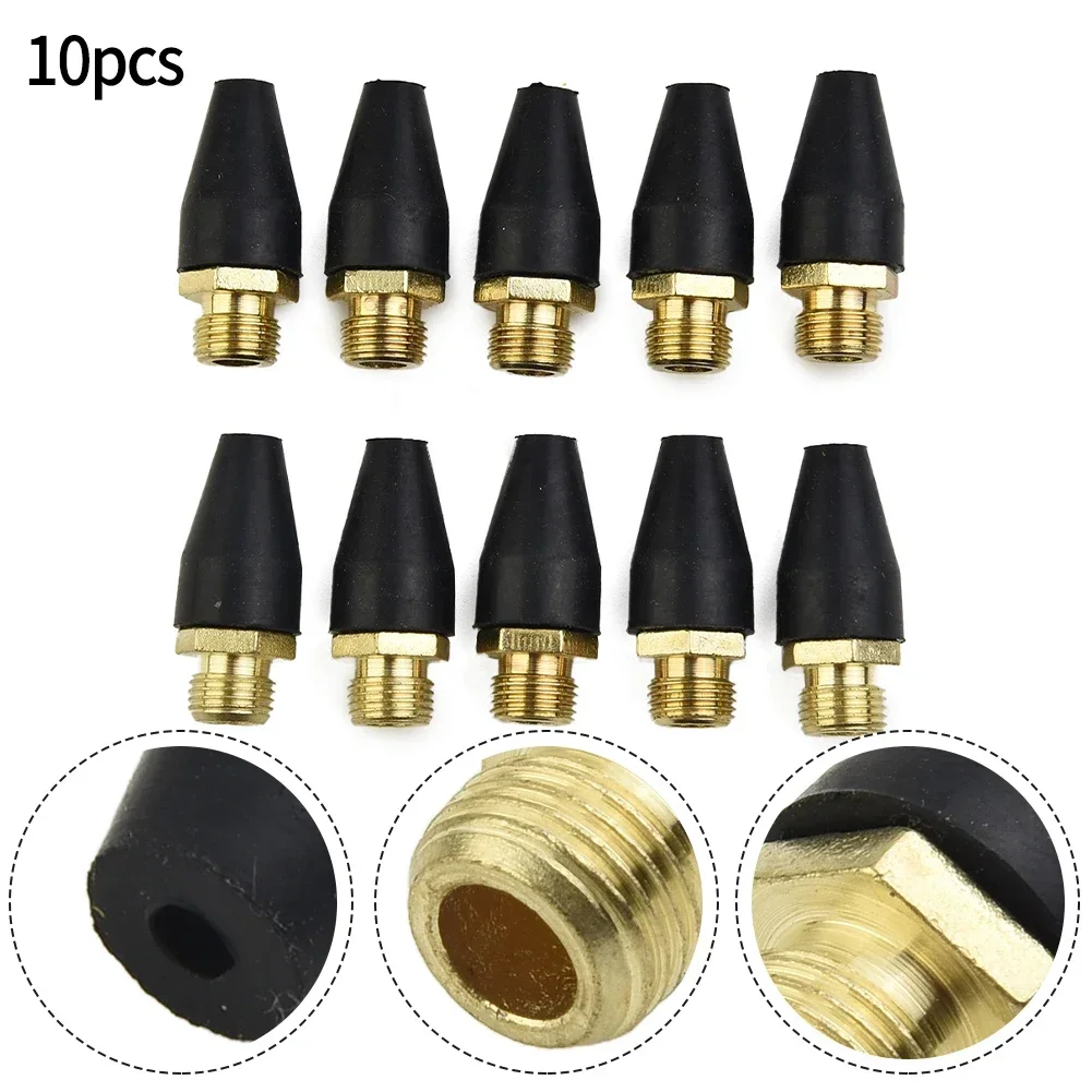 10pcs  Air Nozzle Replacement Tip For Air Blow Guns Pneumatic Tool Replacement Head 1/8 Inch NPSM Male Rubber Brass Tip