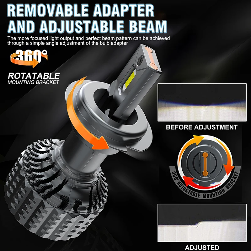 2 قطعة H7 H11 Led Canbus H1 H4 H8 HB3 9005 HB4 9006 9012 عالية الطاقة 30000LM سيارة المصابيح الأمامية 4300K 6000K توربو أضواء الضباب