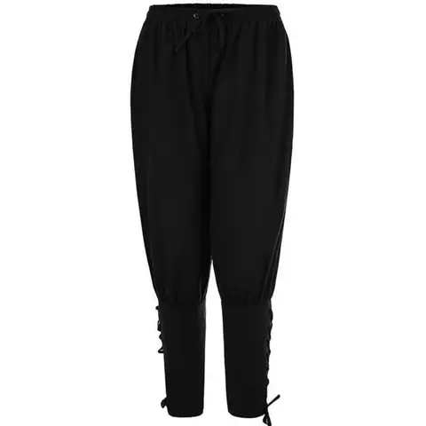 New Trendy Men's Casual Trousers Drawstring Pants Medieval Pirate Trousers Cotton and Linen Streetwear Pants Daily Wear