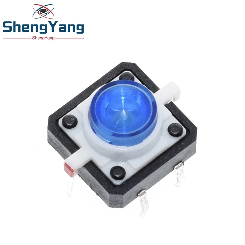 TZT 5PCS 12X12X7.3mm Tactile Push Button Switch Momentary Tact LED 5 Color  12*12*7.3mm 12*12*7.3 Red Green Blue Yellow White 