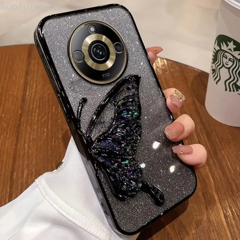 Case For OPPO Realme 11 12 Pro Plus 10 Realme11 Pro+ 5G Case Luxury Quicksand Butterfly Glitter Shockproof Cover Realme11pro