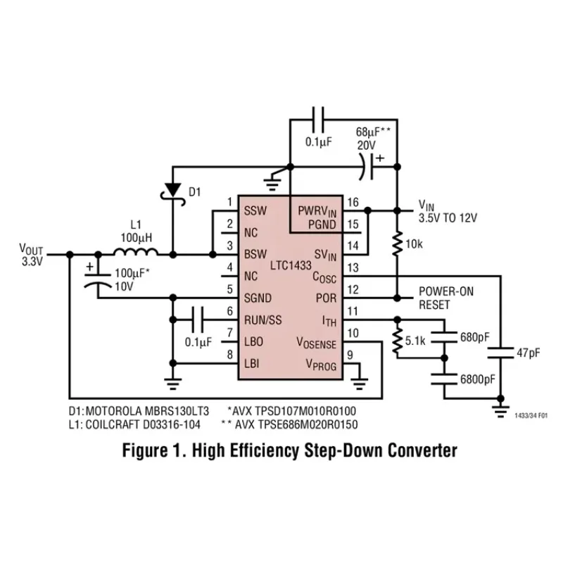 LTC1434IGN LTC1434 - 450mA, Low Noise Current Mode Step-Down DC/DC Converter
