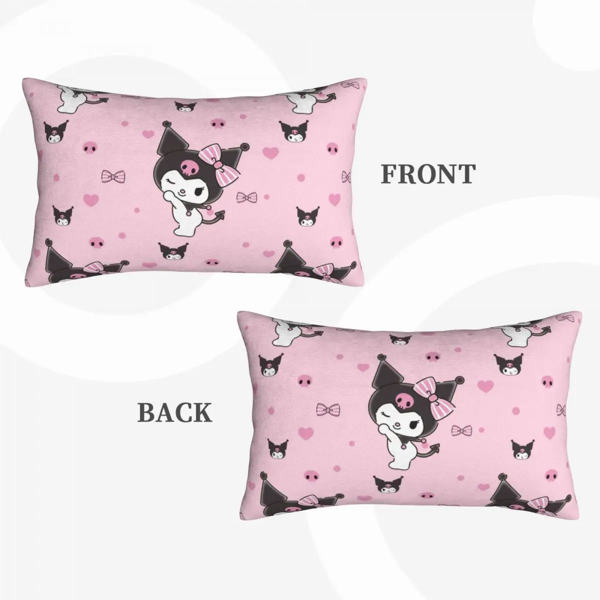 Kuromi Cute Reversible Pillowcase Cover 20x30 for Hair and Skin Bedding Pillow Covers For Kids Children