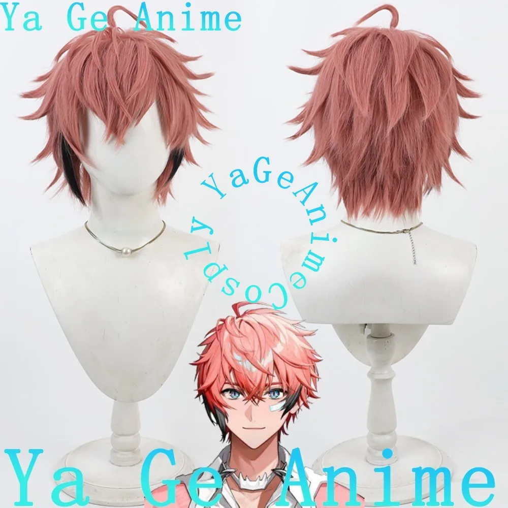 

Virtual Streamer Akabun Shiro Cosplay Wig Fluffed Top Of Head Black Highlights Anime Carnival Party Heat Resistant Hair