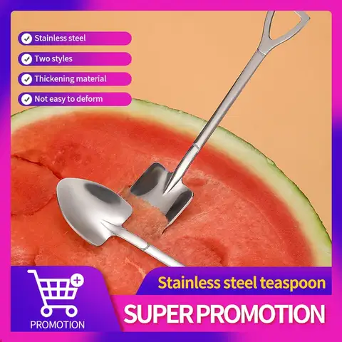 아이스크림 디저트 식기 스쿠프 커트레이 세트용 크리에이티브 커피 스푼, 스테인리스 스틸 티스푼 삽 스푼, 세트당 4 개