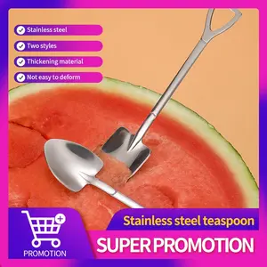 4pcs shovel coffee spoon stainless steel shoe shaped spoon pointed teaspoon sugar shaking spoon ice cream spoon 10 Main Teaspoint Sales - №2