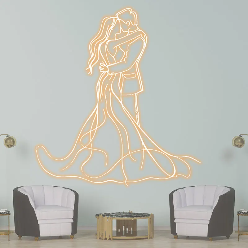 Romantic Bride and Groom Hugging Neon sign, LED Wedding Decoration Light, Ambiance Light for Home & Wedding  Ceremony Venues